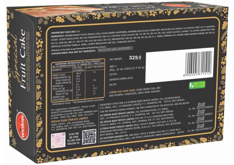 Winkies Special Egg Fruit Cake | Bakery Delight